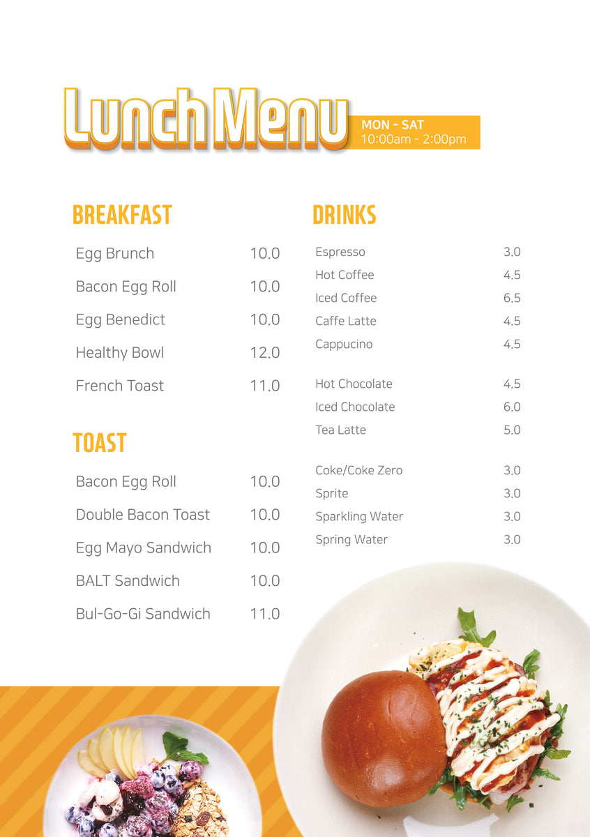 Cafe Restaurant Menu template - Lunch 1pg – usefuldesign